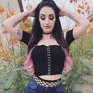 Black off the shoulder crop top